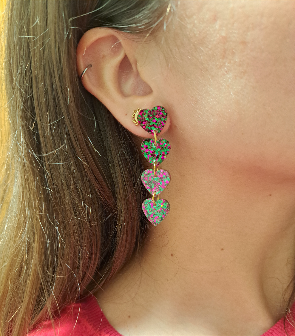 Pendientes Fall in love (fucsia/verde)