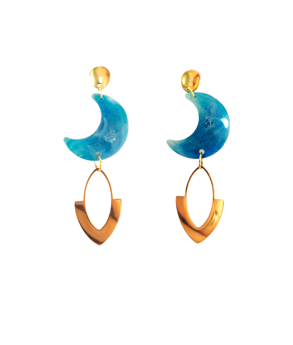 Pendientes Vionika azul/dorado