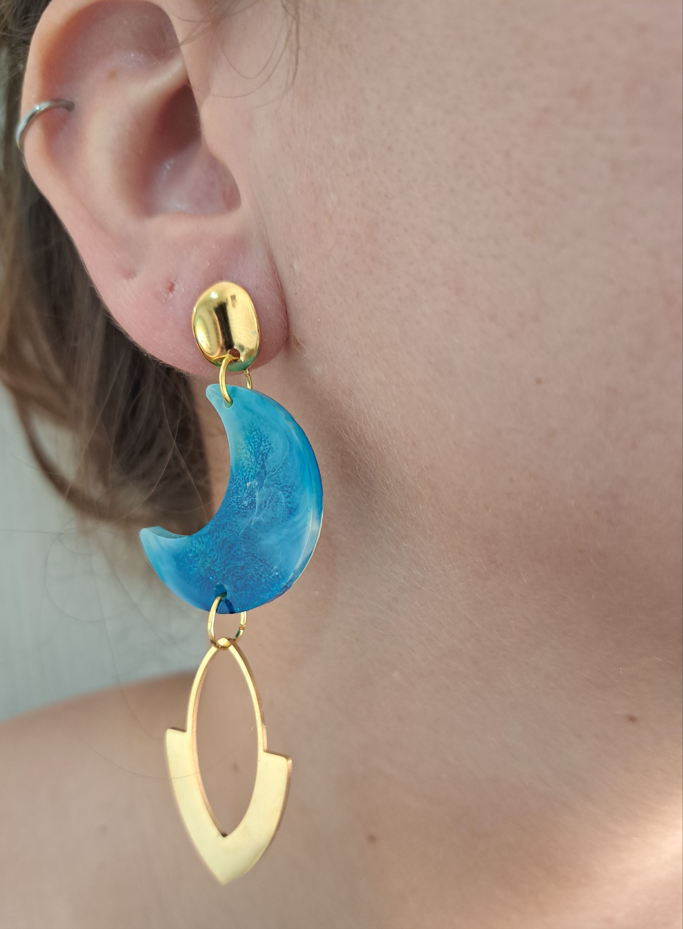 Pendientes Vionika azul/dorado