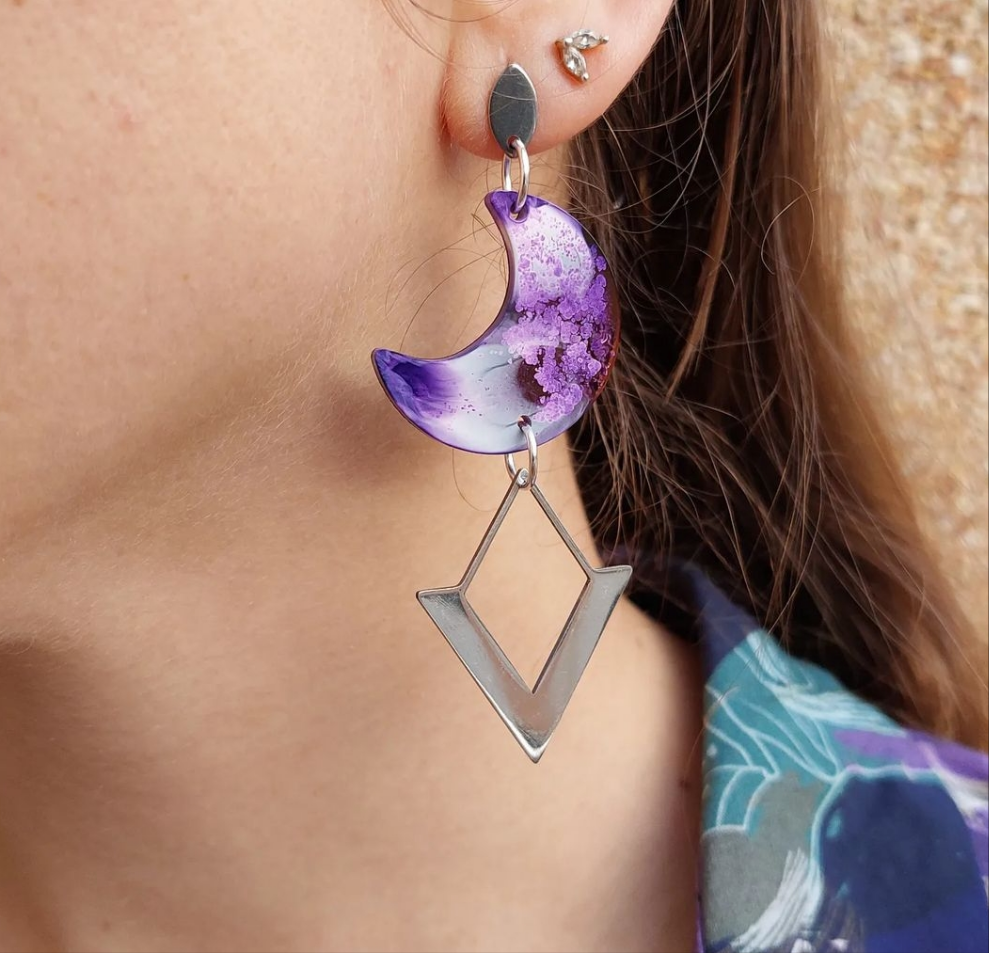 Pendientes Vionika morado/plata