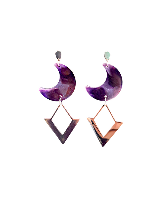 Pendientes Vionika morado/plata